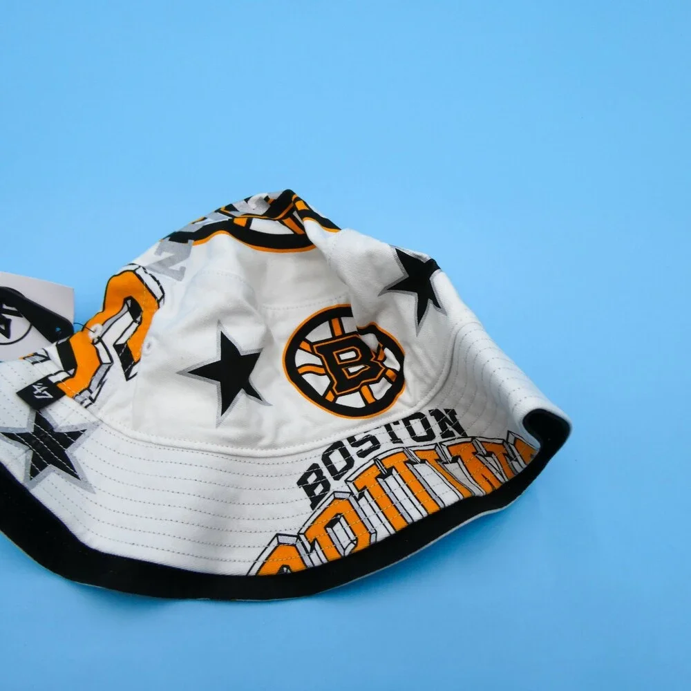 '47 Brand Boston Bruins Bucket Hat Womens One Size Adult White Basketball NBA‎
